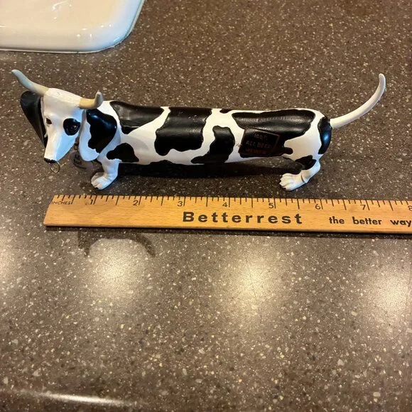 WEINER DOG/COW FIGURINE – Whimsical and Comical, Black & White - Picture 6 of 13